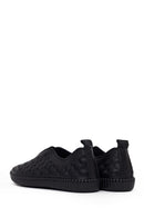 Woman Black Patterned Leather Comfort Shoes | Derimod