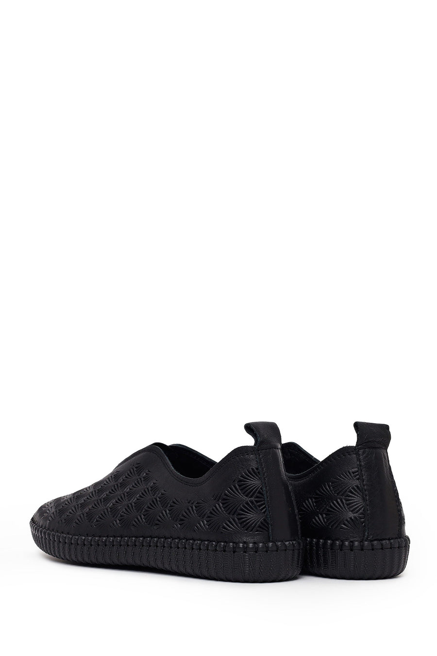 Woman Black Patterned Leather Comfort Shoes
