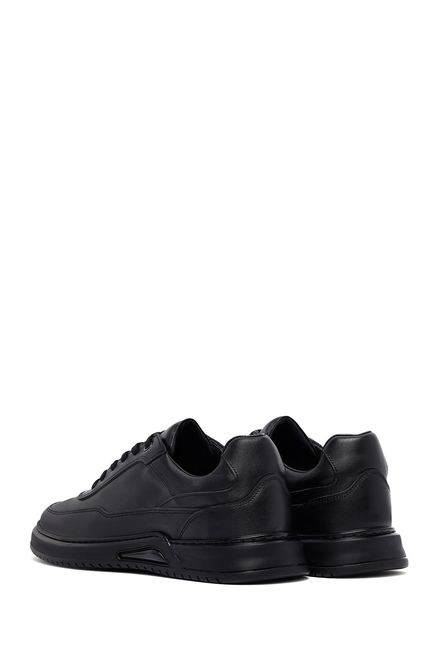 Men's Black Lace-Up Leather Casual Sneakers