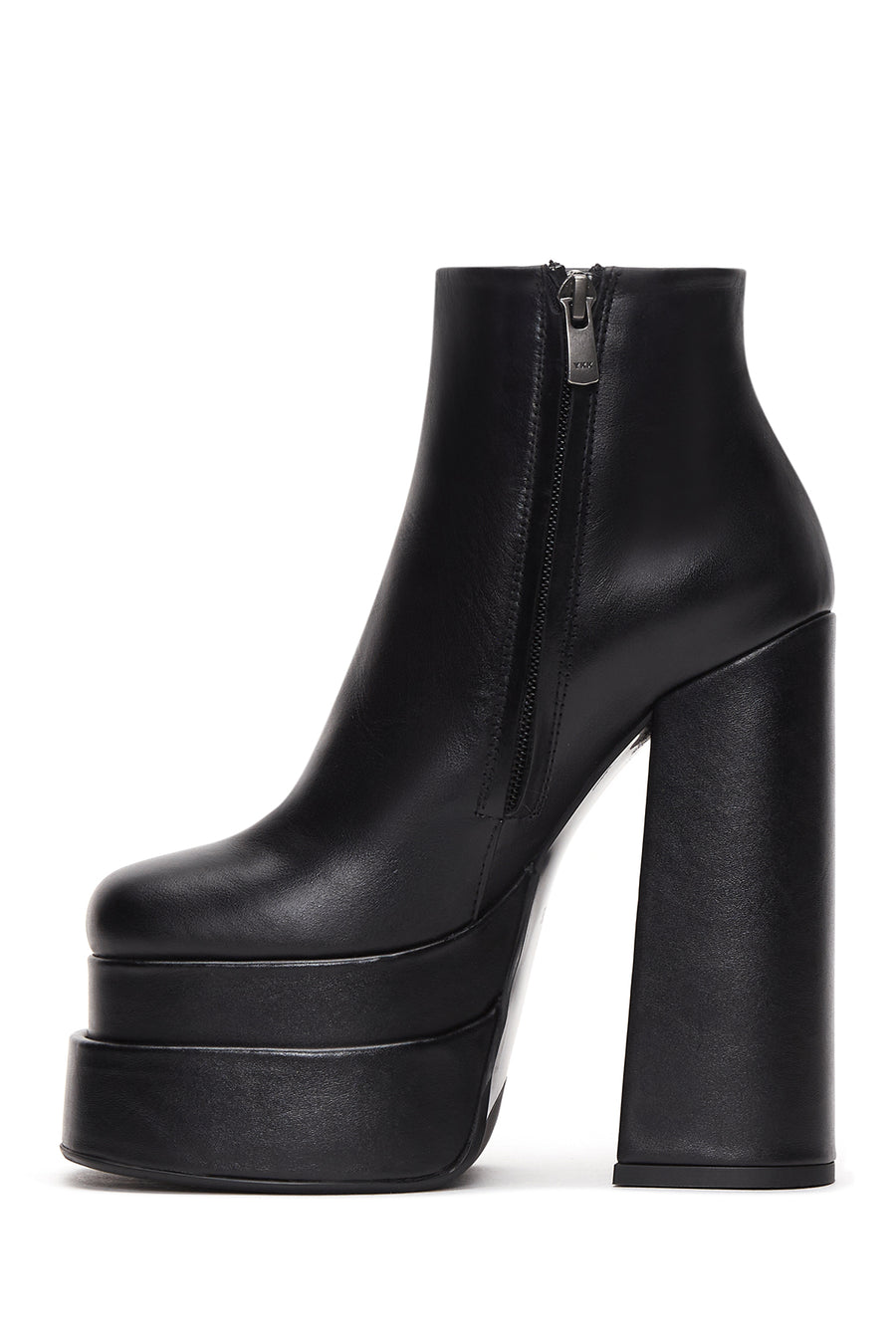Women's Black Leather Platform High Heel Boots