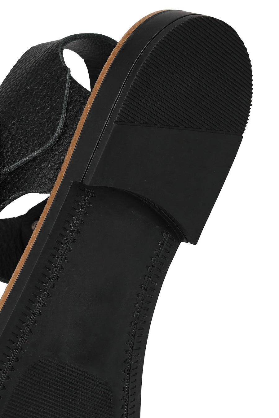 Women's Black Leather Ankle Buckle Sandals