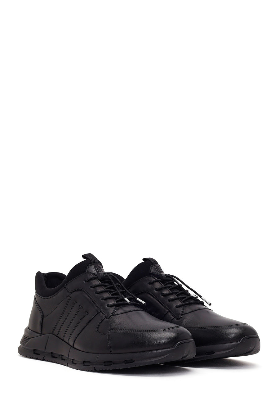 Male Black Lace-up Leather Sneaker