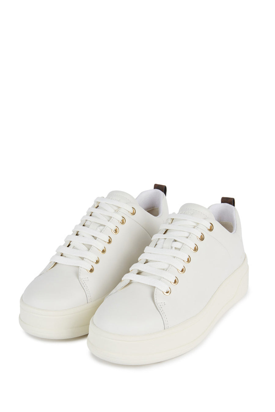 Geox Women's White Spherica Ecub-2 Lace-Up Leather Sneaker