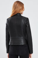 Kristin Women's Black Short Leather Jacket | Derimod