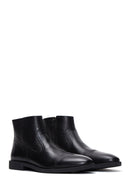 Men's Black Leather Classic Zipper Boots | Derimod