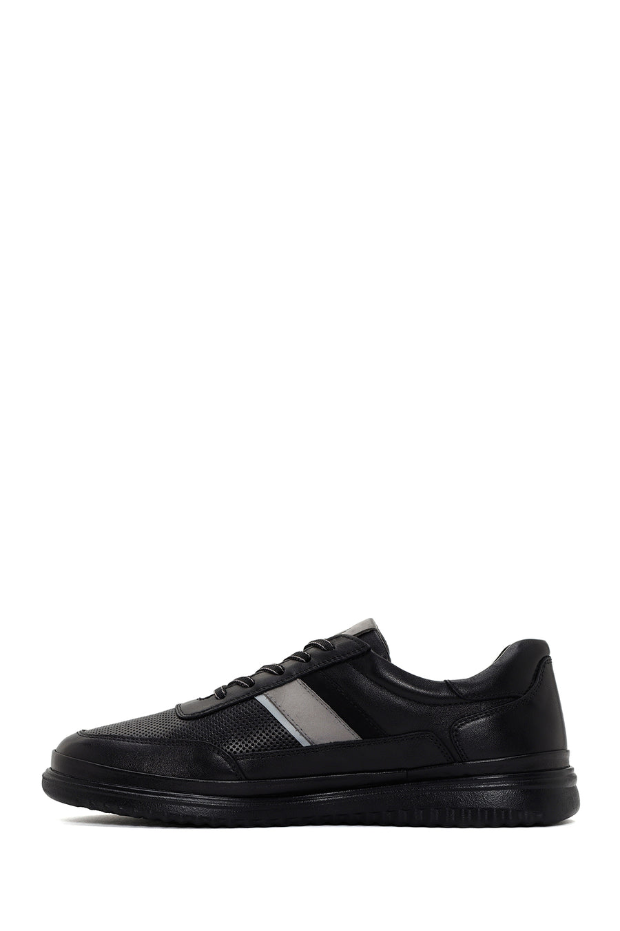 Men's Black Lace-up Leather Sneaker