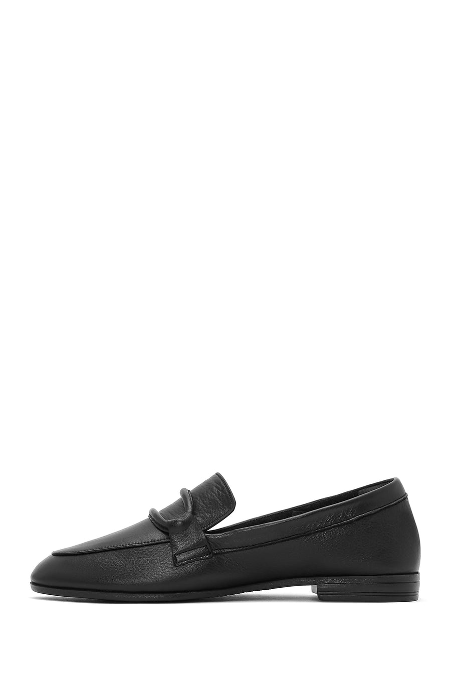 Women's Black Leather Masculine Loafer