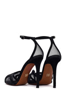 Woman Black Ankle-Buckle High Thin-Heeled Leather Sandal | Derimod