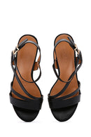 Women's Black Ankle Strap Thick Heeled Sandals | Derimod