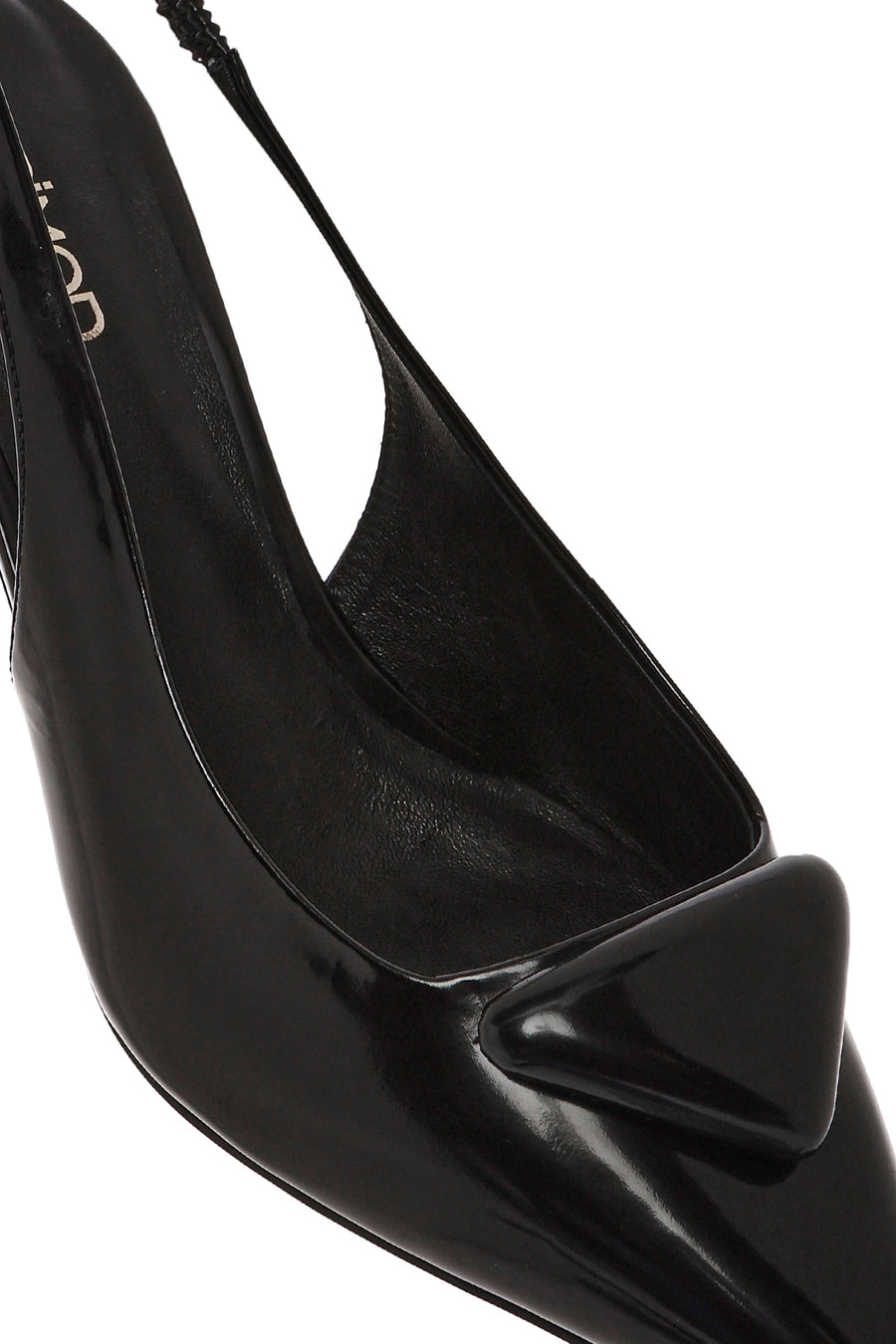 Women's Black Open Back Slim High Heel Leather Shoes