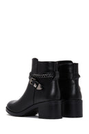 Women's Black Zippered Buckle Detailed Low Heeled Boots | Derimod