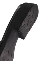 Women's Black Buckle Leather Slippers | Derimod