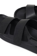 Male Black Strap Leather Sandals | Derimod