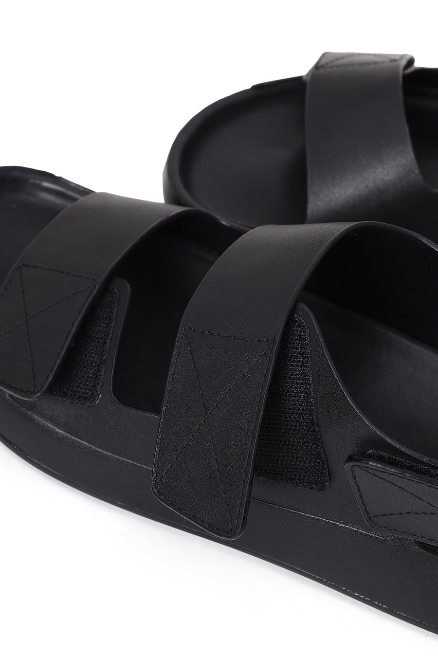 Male Black Strap Leather Sandals