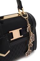 Woman Black Long-Strap Charmed Mini Shoulder Bag | Derimod