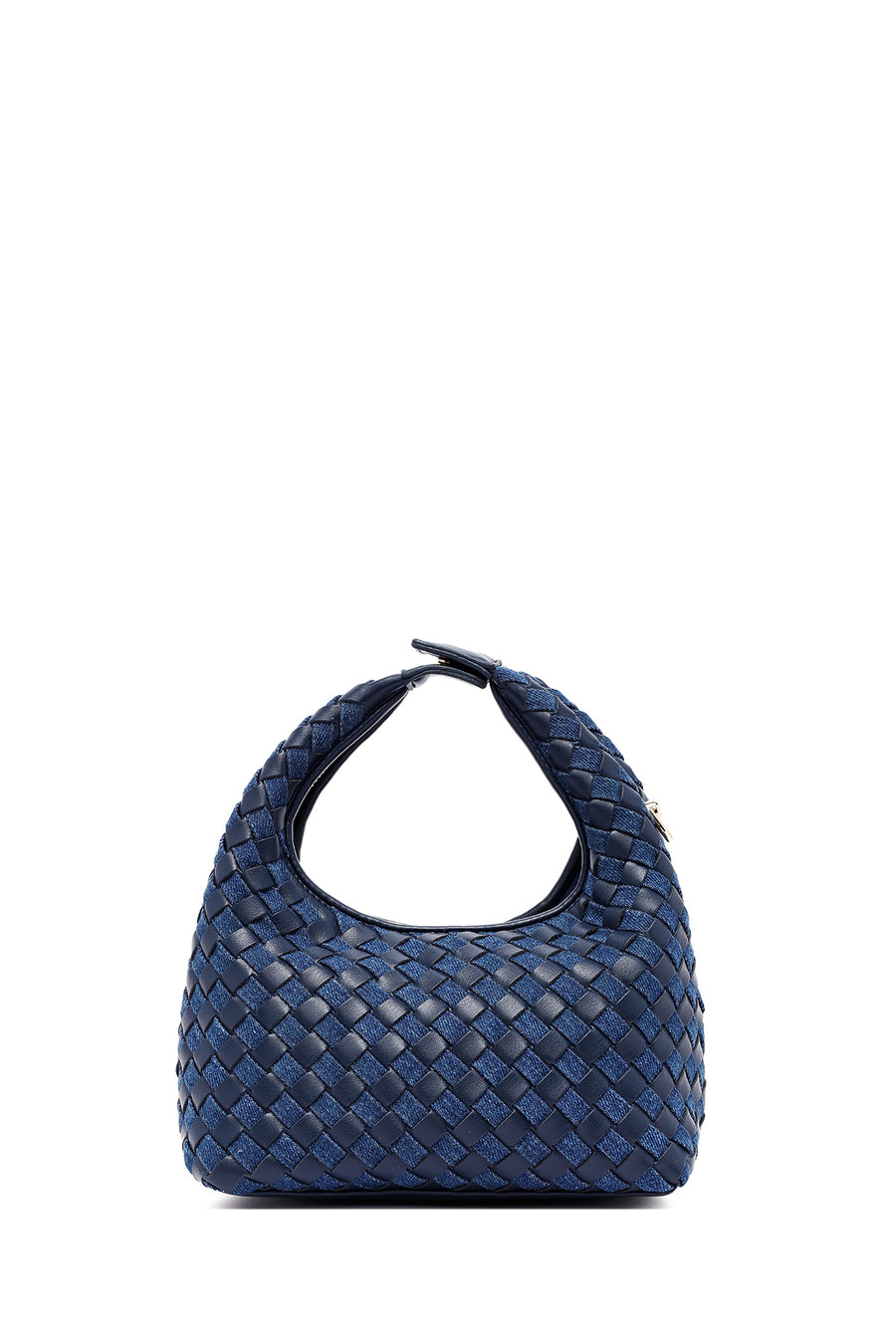 Woman Blue Long-Strap Braided Mini Underarm Bag