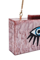 Women's Pink Long Chain Strap Mini Evening Box Bag | Derimod