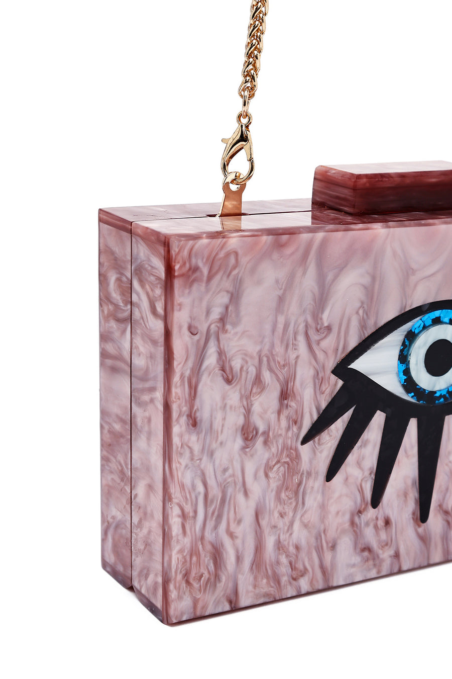 Women's Pink Long Chain Strap Mini Evening Box Bag