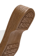 Women's White Buckle Leather Slippers | Derimod