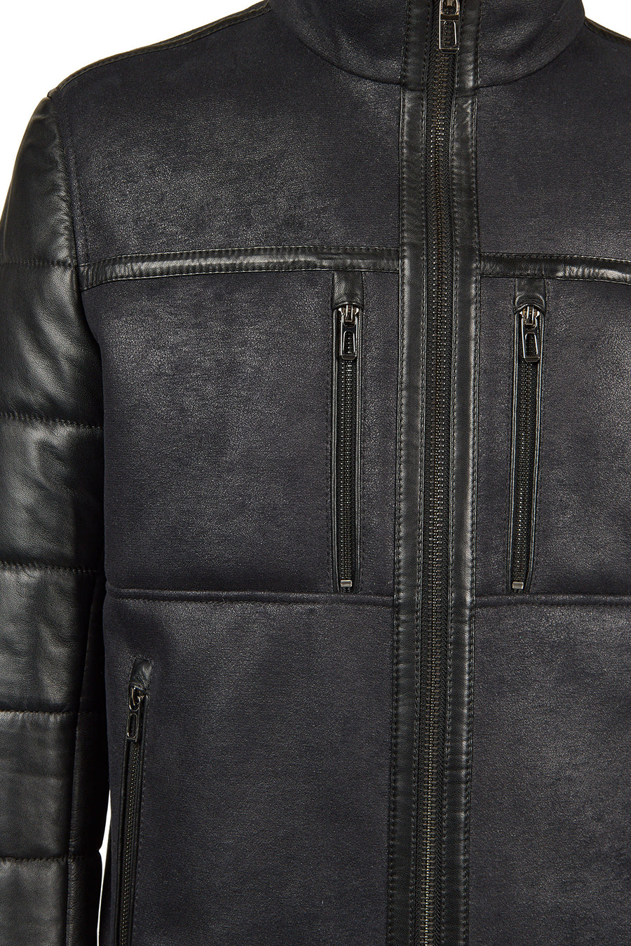 Zermatt Male Black Mandarin Collar Teddy Jacket