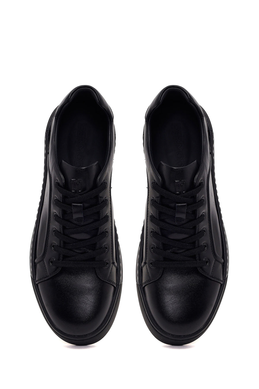 Erkek Siyah Bağcıklı Deri Sneaker