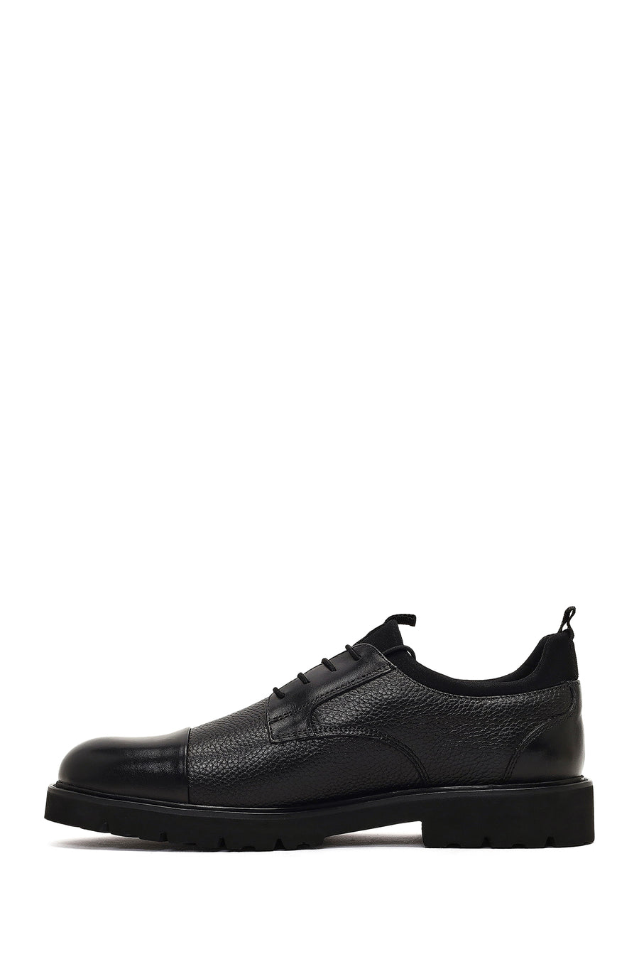Men's Black Lace-Up Leather Casual Shoes
