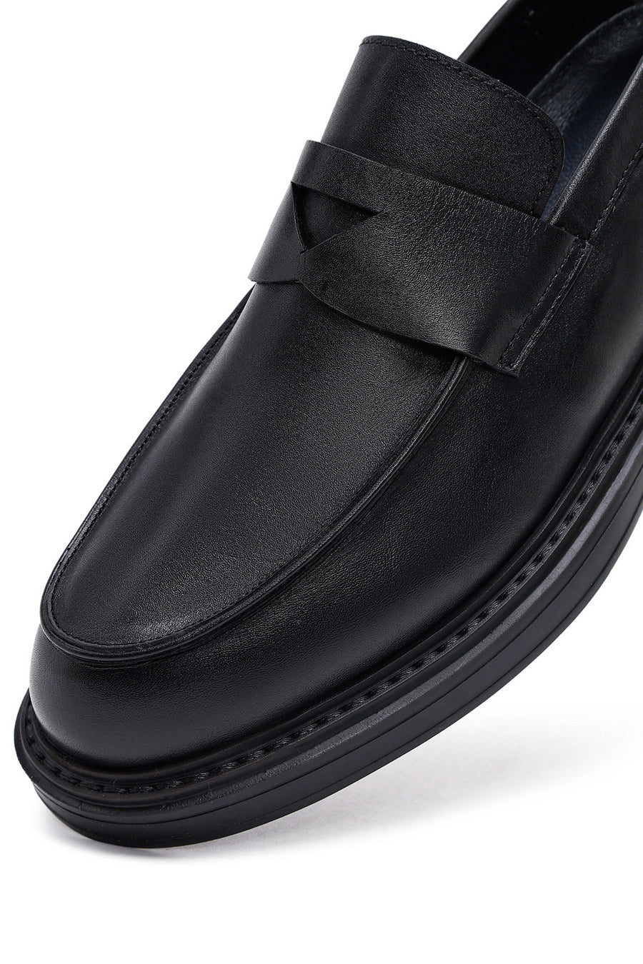 Male Black Leather Casual Loafers