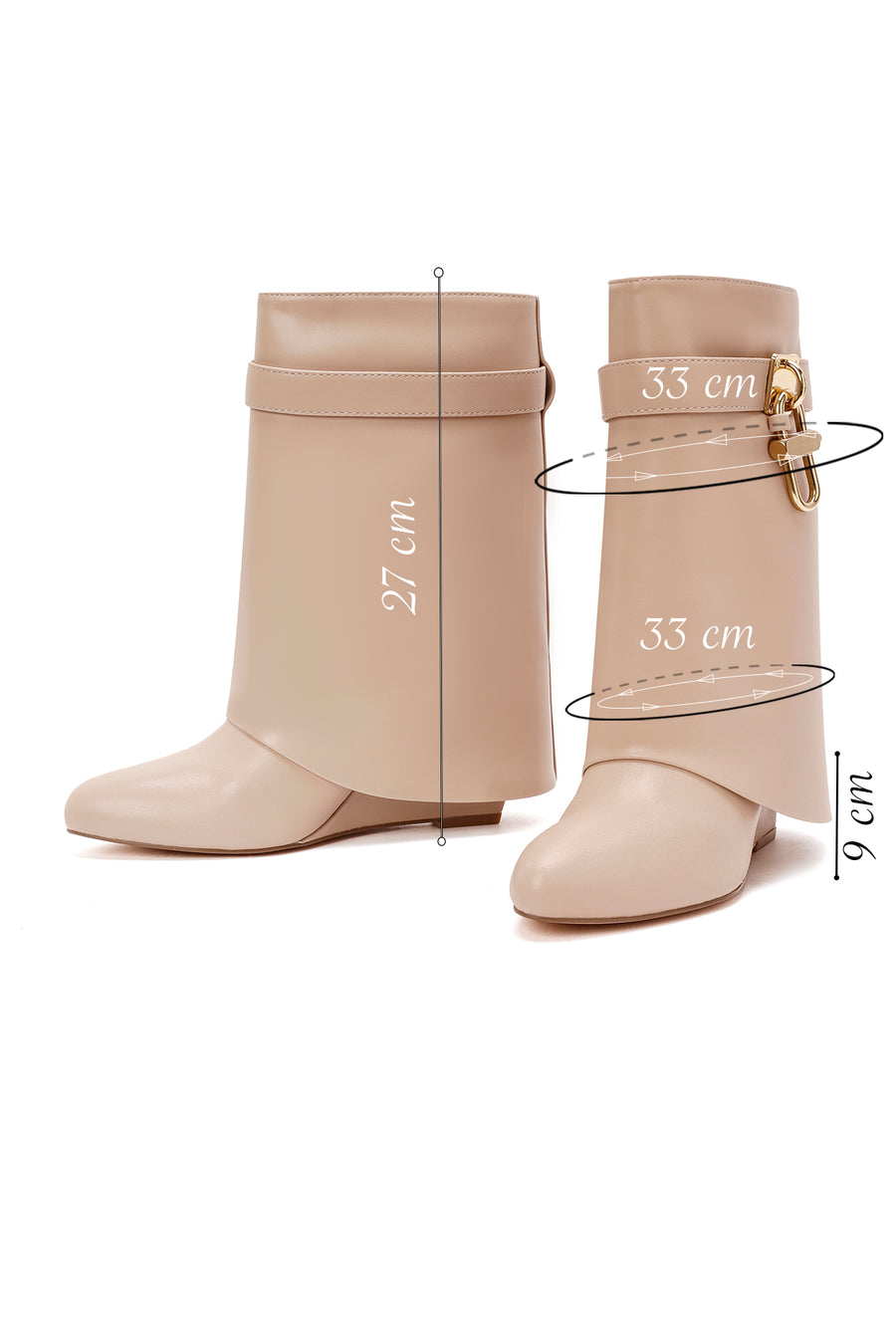 Women's Beige Wedge Heel Boots