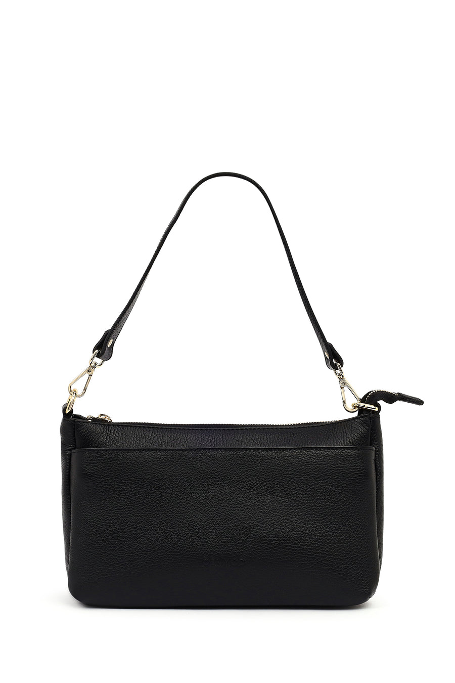 Woman Black Long-Strap Leather Shoulder Bag