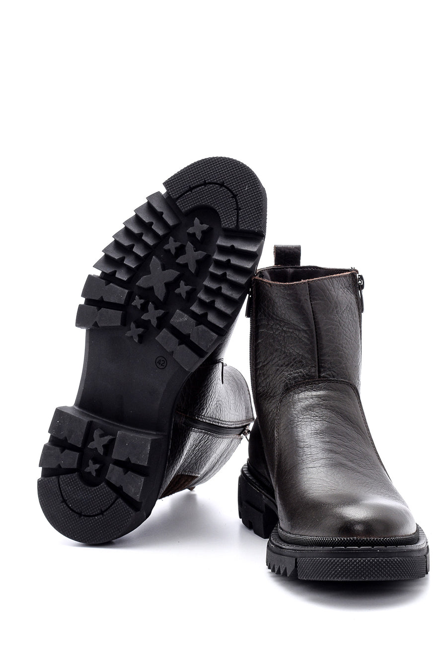 Men's Zippered Leather Boots