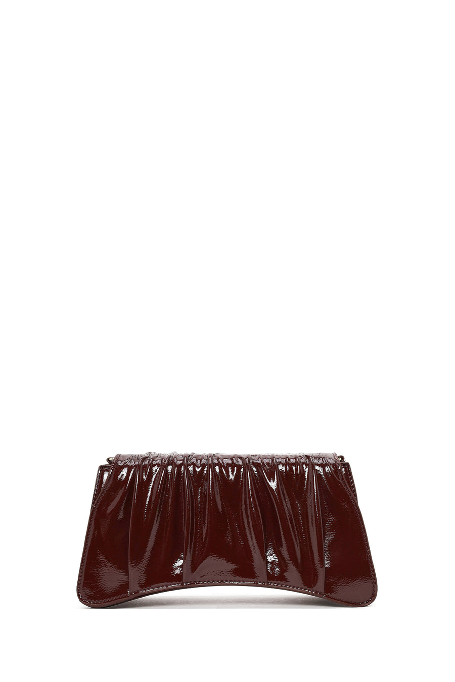 Woman Burgundy Chain Strap Patent Leather Evening Shoulder Bag