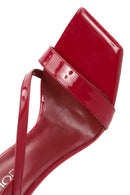 Women's Red Ankle Buckle High Thin Heel Patent Leather Sandals | Derimod