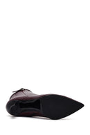 Women's Burgundy Zip-Up Leather Heeled Boots | Derimod