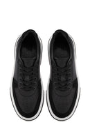 Men's Black Lace-up Thick-Sole Leather Sneaker | Derimod