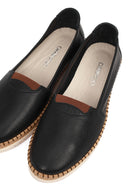 Women's Black Thick Soled Leather Comfort Shoes | Derimod