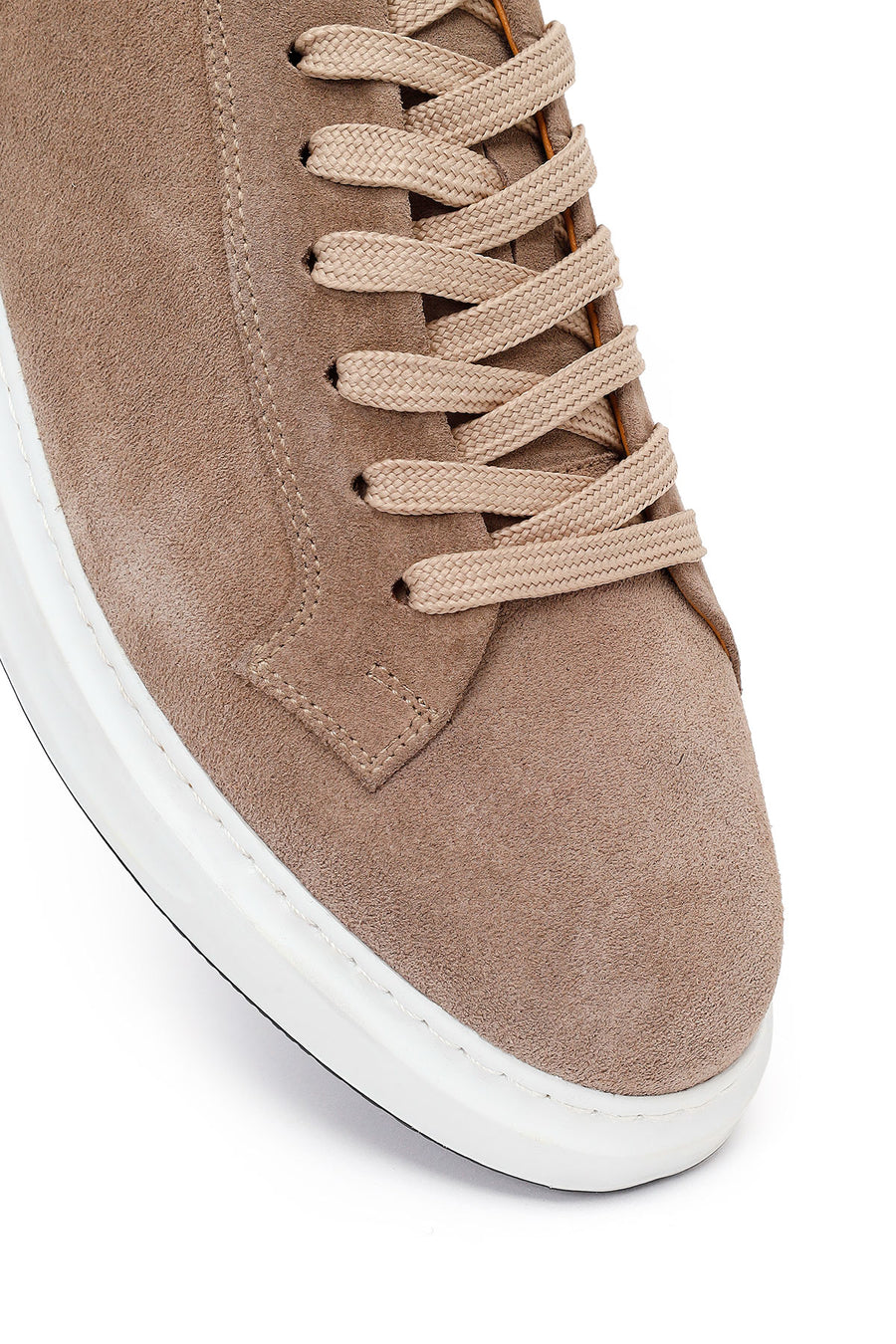 Male Beige Lace-Up Suede Leather Sneaker