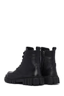Men's Black Zippered Leather Postal Boots | Derimod