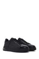 Men's Black Lace-Up Thick Sole Leather Sneakers | Derimod
