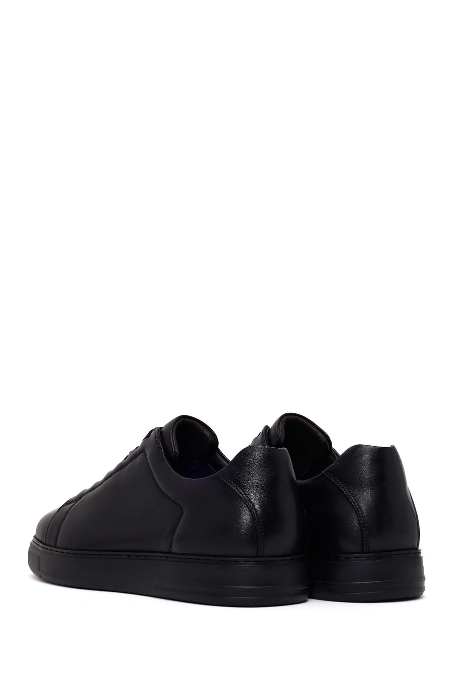 Erkek Siyah Bağcıklı Deri Sneaker