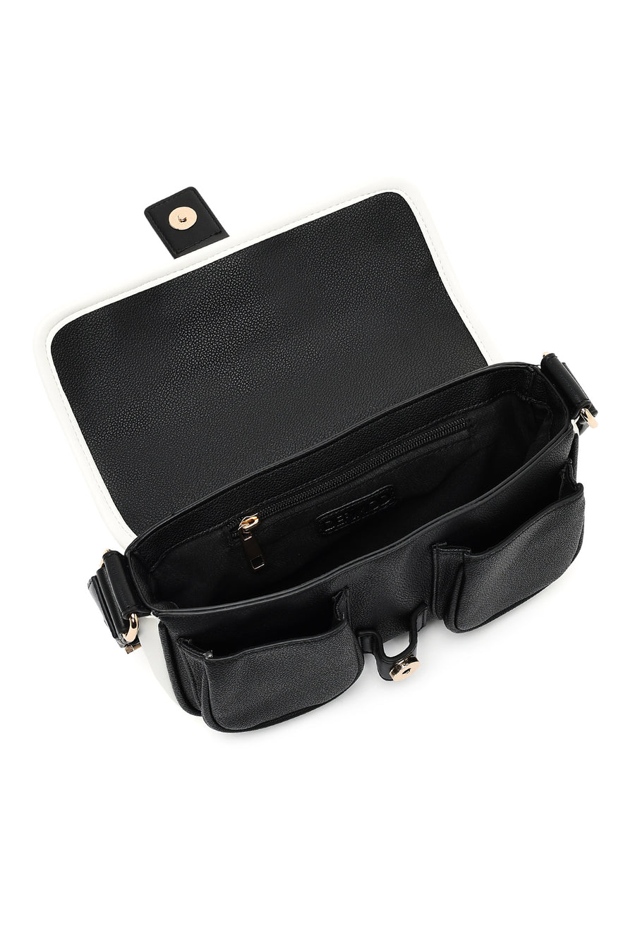 Women's Black Buckle Detailed Shoulder Bag