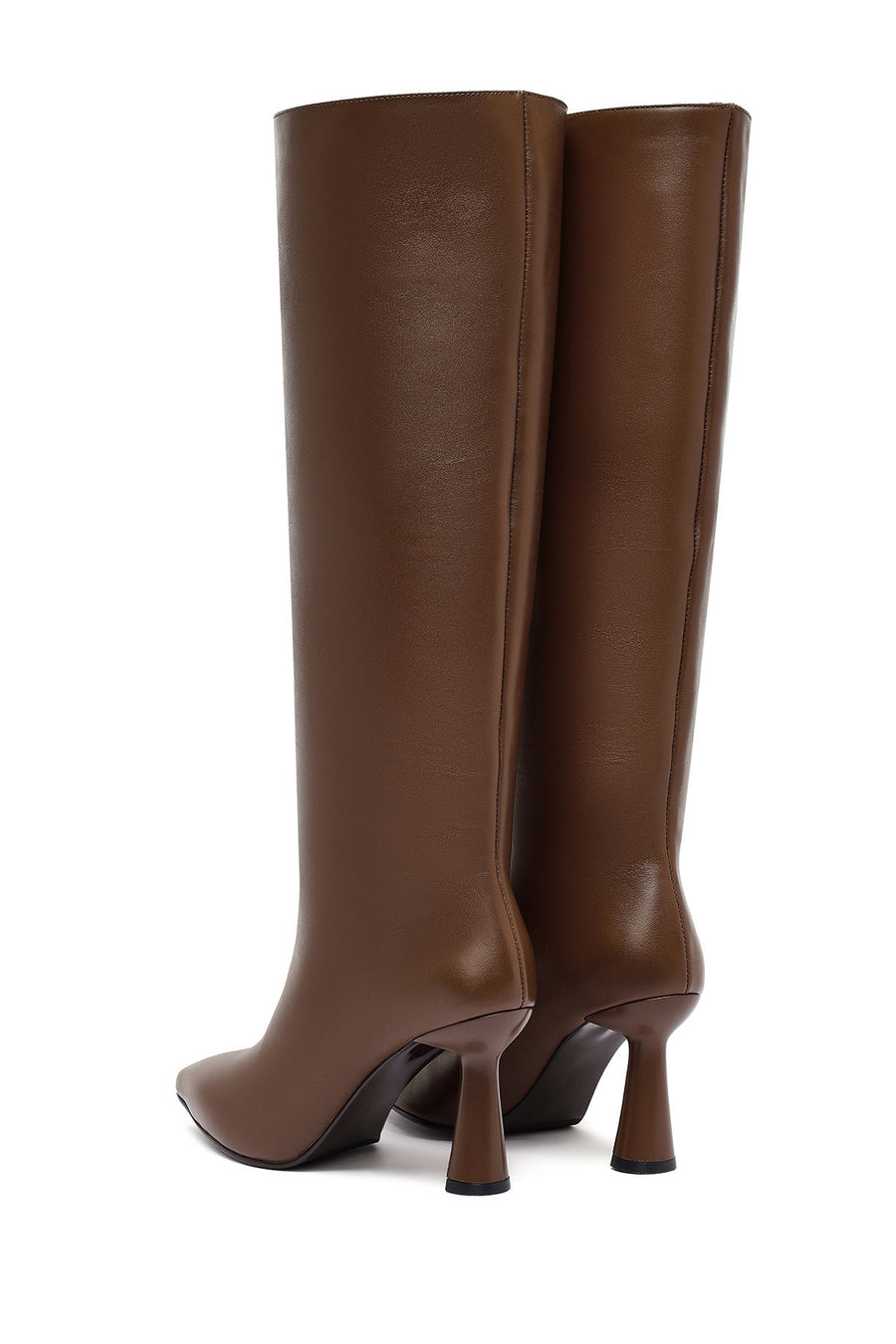 Woman Brown High Heels Leather Boot