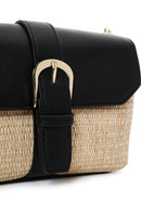 Women's Black Long Strap Straw Shoulder Bag | Derimod