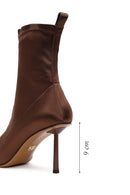 Woman Brown Zip Closure Thin-heeled Stretch Boots | Derimod