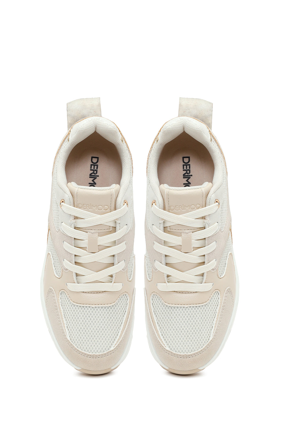 Woman Beige Lace-Up Wedge Sneaker
