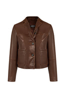 Jill Woman Brown Short Leather Jacket | Derimod