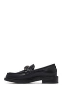 Kadın Siyah Tokalı Deri Maskülen Loafer | Derimod