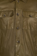 Modric Male Green Leather Jacket | Derimod