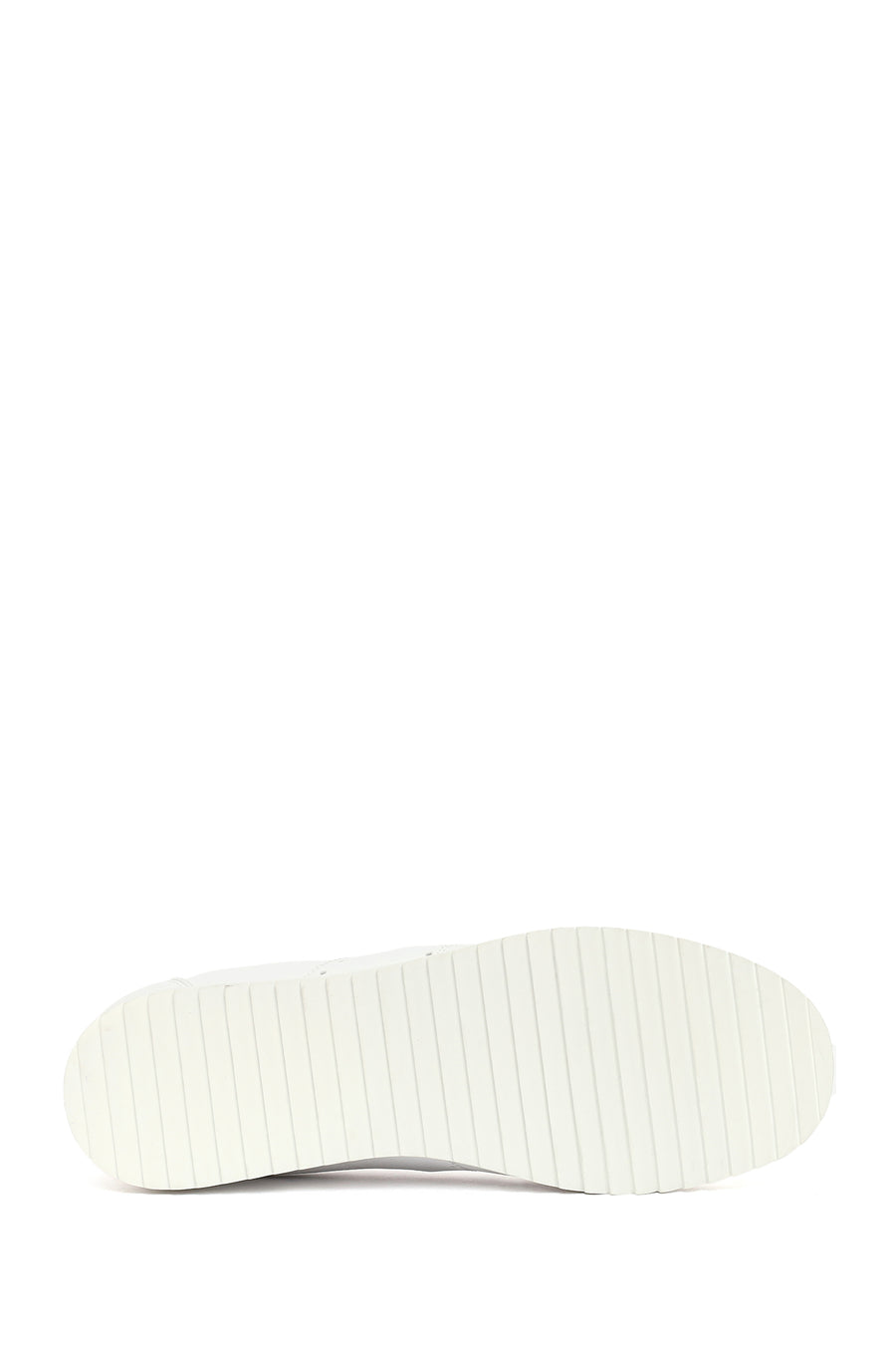Women's White Lace-Up Leather Sneaker