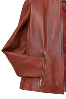 Irina Women's Tan Mandarin Collar Leather Jacket | Derimod