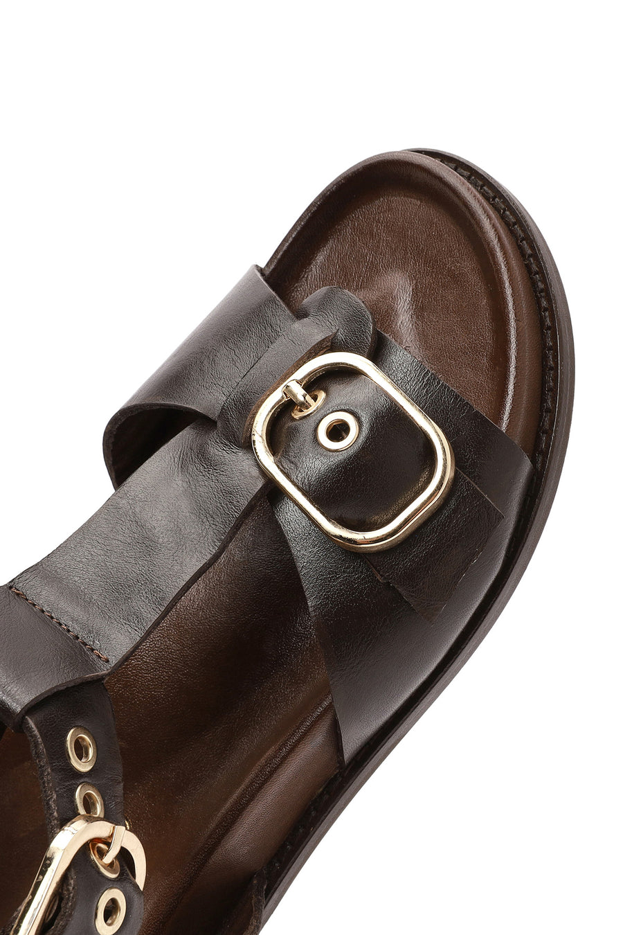Women's Brown Ankle Strap Leather Sandals
